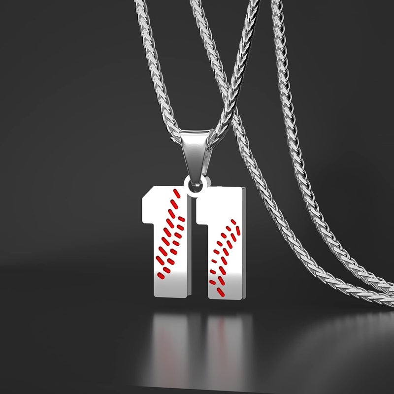 Wikavanli Personalized Baseball Jersey Number 00-99 Necklace - Stainless Steel Baseball Chain Pendant Necklace - Team Jewelry Gift for Boys, Girls, Men, Women - Image 2